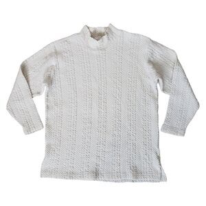 Vintage Talbots Sweater Womens Small Petite Cable Knit Mock Neck 90s